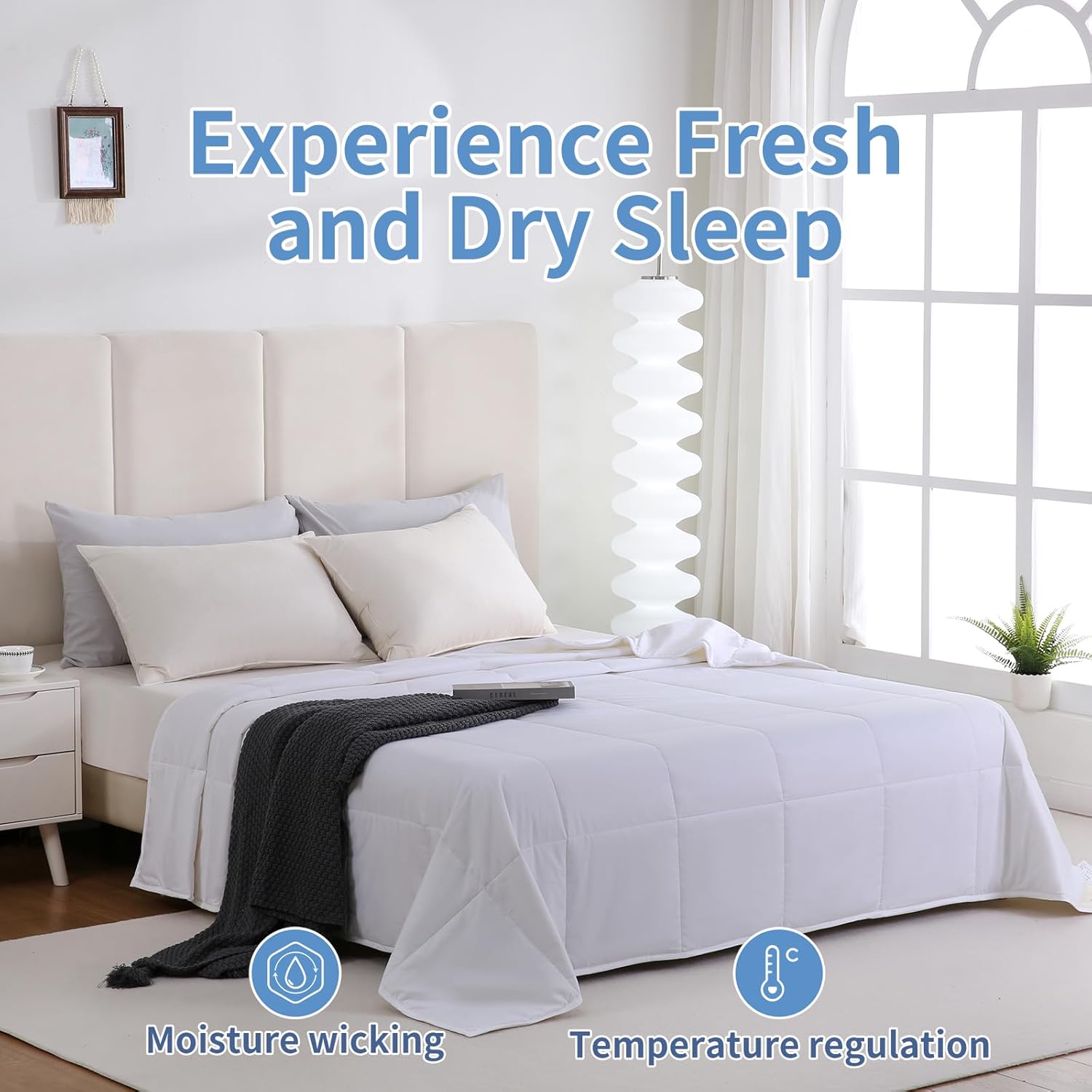DROVAN Lightweight Comforter - Summer Bedding Duvet Insert - Soft & Breathable, Quilted Comforters with 8 Tabs