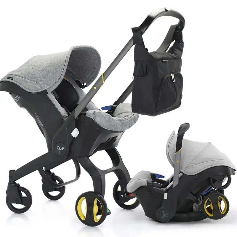 Cochecito de bebé con bolsa de regalo, plegable para recién nacidos; equipado con cinturón de seguridad de cinco puntos y clip pectoral; se puede empujar en ambas direcciones; cuenta con ruedas con amortiguación y es ideal para viajar.