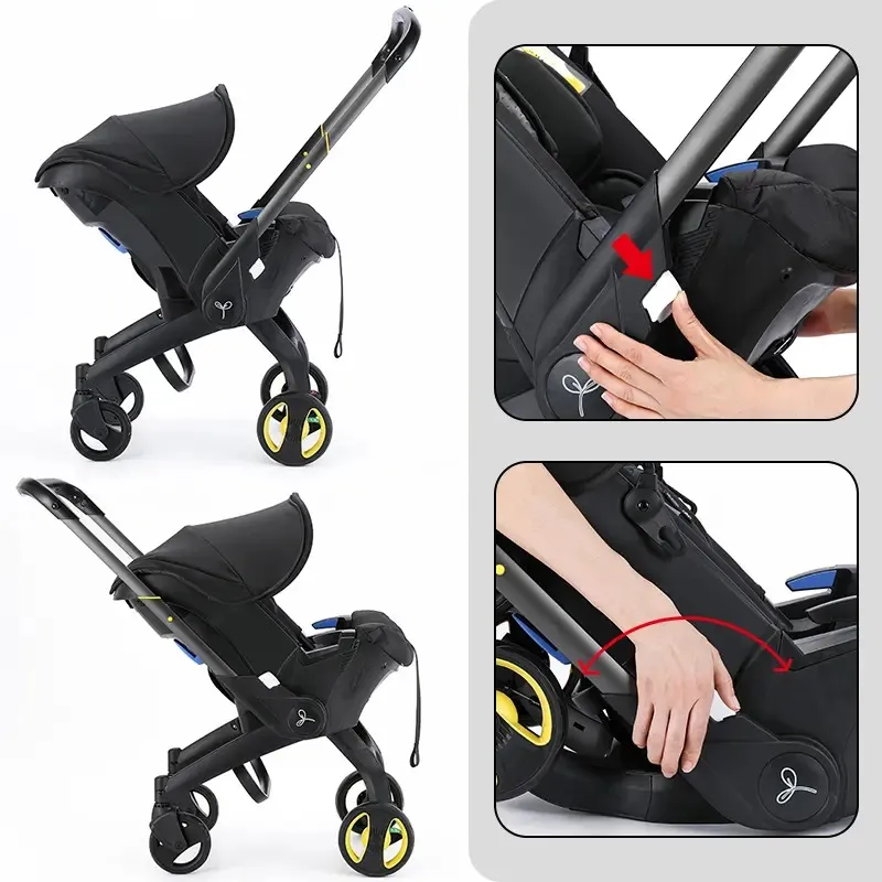 Cochecito de bebé con bolsa de regalo, plegable para recién nacidos; equipado con cinturón de seguridad de cinco puntos y clip pectoral; se puede empujar en ambas direcciones; cuenta con ruedas con amortiguación y es ideal para viajar.