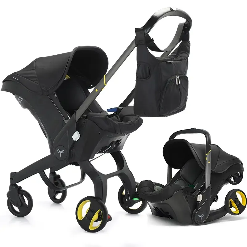 Cochecito de bebé con bolsa de regalo, plegable para recién nacidos; equipado con cinturón de seguridad de cinco puntos y clip pectoral; se puede empujar en ambas direcciones; cuenta con ruedas con amortiguación y es ideal para viajar.