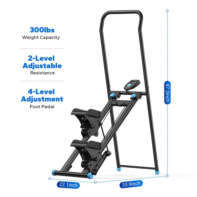 Escaladora Merach con manillar para entrenamiento de cuerpo completo, capacidad de 150 kg, máquina de ejercicio cardiovascular compacta con pedales ajustables, escaladora vertical, diversión al aire libre para gimnasio en casa durante el verano.