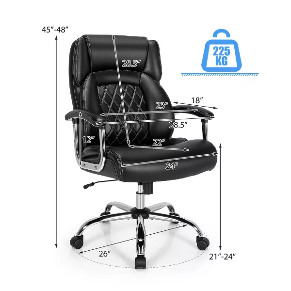 Silla de oficina ajustable de 500 libras, silla de trabajo de cuero ajustable.