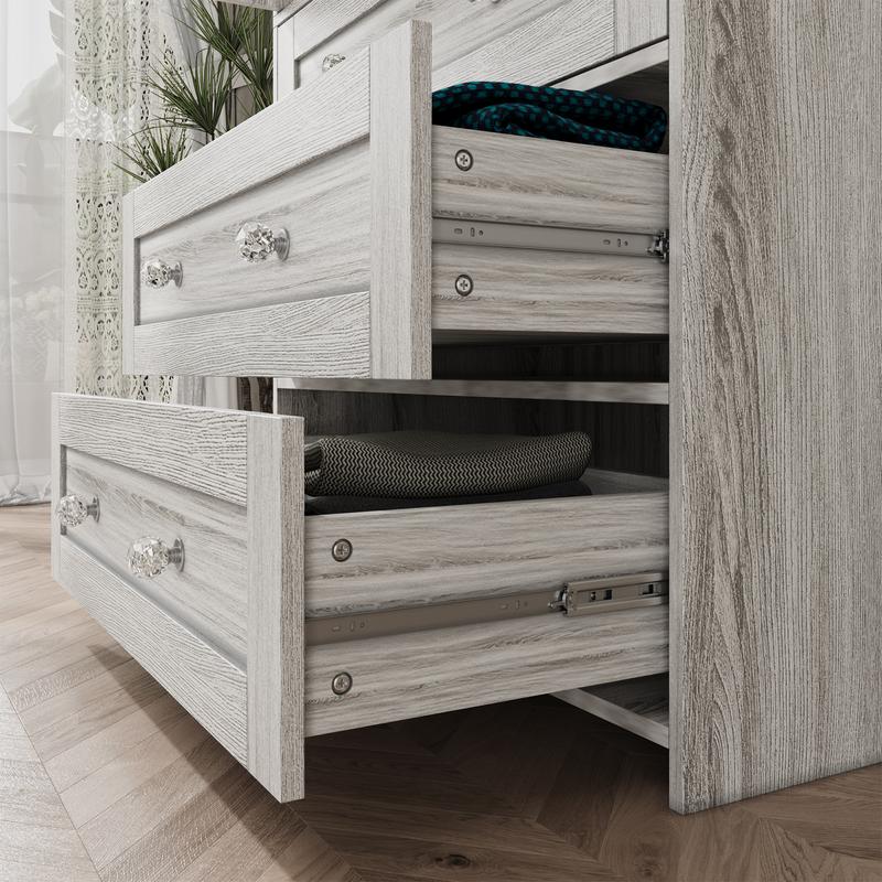 Armario independiente VOWNER, 180 cm de altura, para dormitorio, con 2 puertas y 3 cajones, con barra para colgar ropa, ideal para dormitorio o sala de estar.