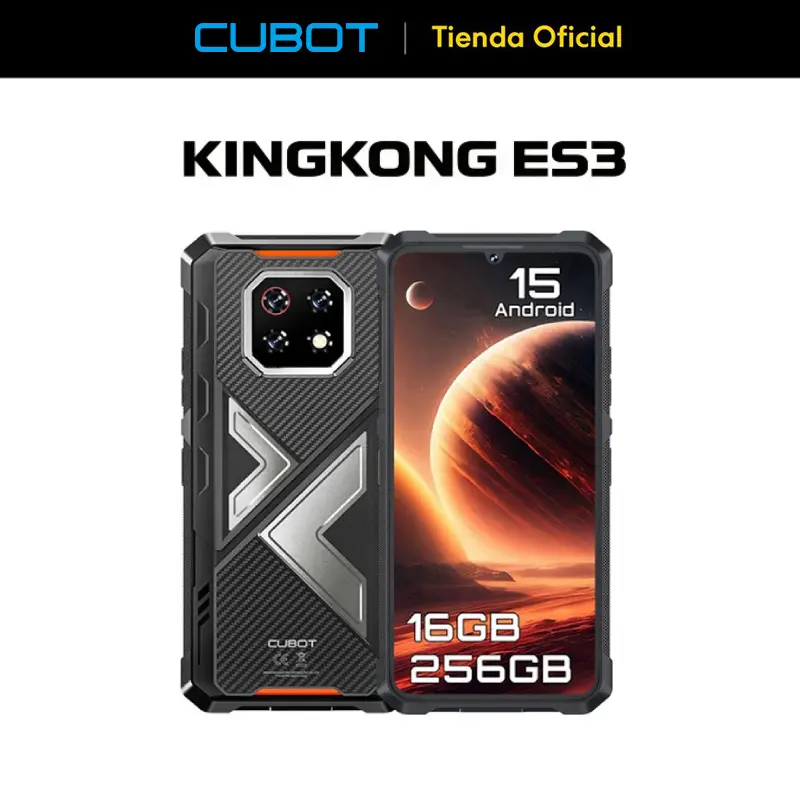 Cubot Kingkong ES 3 Robusto Dual SIM 256GB Negro 6GB RAM 10200mAh Android 15 Pantalla 6.745 Pulgadas HD+ Batería Grande Resistente al Agua IP68 & IP69K