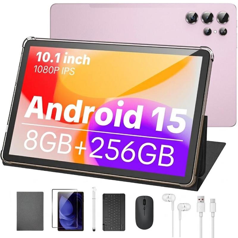 Tableta Android 15 con pantalla táctil W&O 2026 - Pantalla HD de 11 pulgadas, 12 GB (6+6) de RAM + 256 GB de almacenamiento ampliable, batería de 10000 mAh, WiFi 5G, herramientas y gadgets, gadgets geniales con soporte para teclado, ratón, funda, soporte