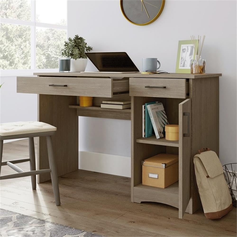 Escritorio/mesa de ordenador, con chapa de madera de paulownia.