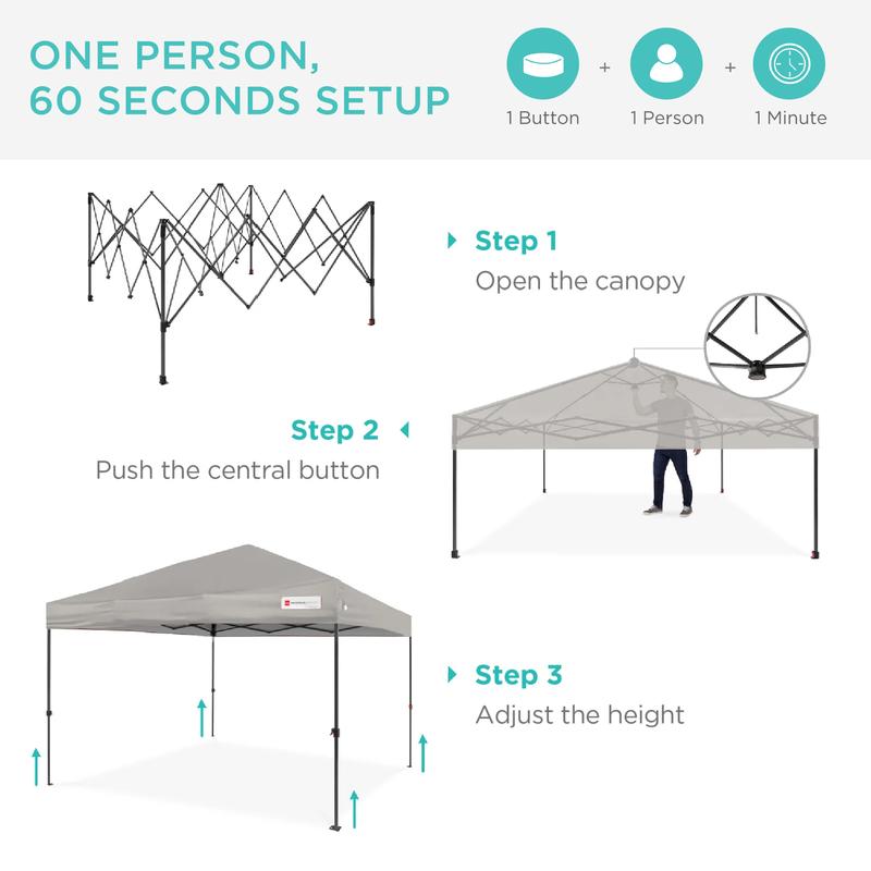 Toldo plegable de fácil montaje de 3x3 metros con instalación mediante un solo botón, estuche con ruedas y 4 bolsas de peso.