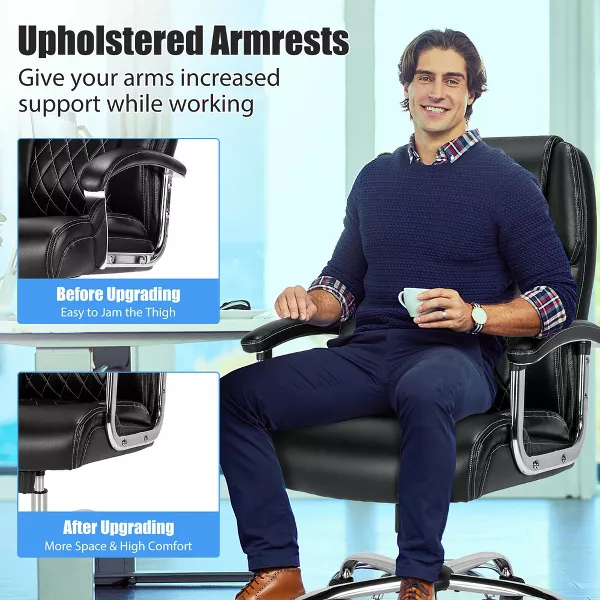 Silla de oficina ajustable de 500 libras, silla de trabajo de cuero ajustable.