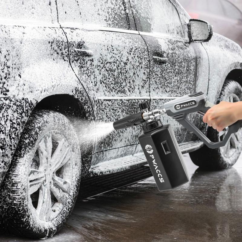 Lanza de espuma para lavado de autos PWACCS Ultimate con conector rápido de 1/4", mango de lavado a presión de 4000 PSI y filtro de acero inoxidable de 1.5 litros.