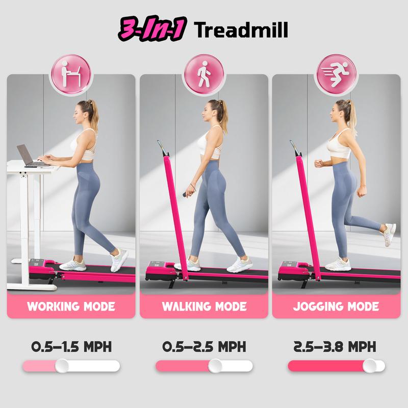 Cinta de correr plegable YAGUD con inclinación ajustable, motor silencioso, plataforma para caminar, capacidad de peso de 120 kg, control remoto y ruedas para facilitar la movilidad, incluye bandas de resistencia gratuitas, sistema de doble amortiguación,