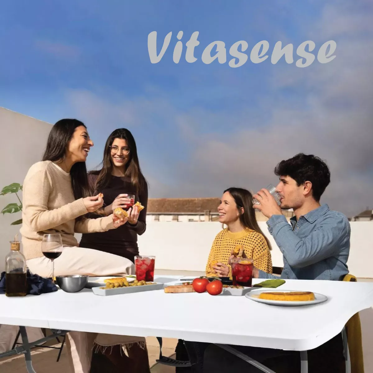 Vitasense mesa 180 cm plegable de exterior de apoyo y trabajo color blanco acero y plástico MESA03