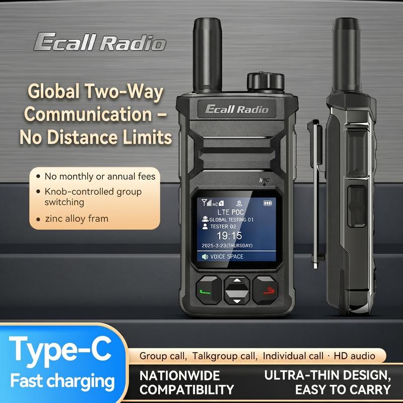 Walkie Talkie Ecallradio T6 PoC - Unidad portátil robusta para red 4G LTE, alcance ilimitado, encriptado, sin cuota mensual, sin licencia, audio nítido y potente, batería de larga duración para logística de gestión de flotas.