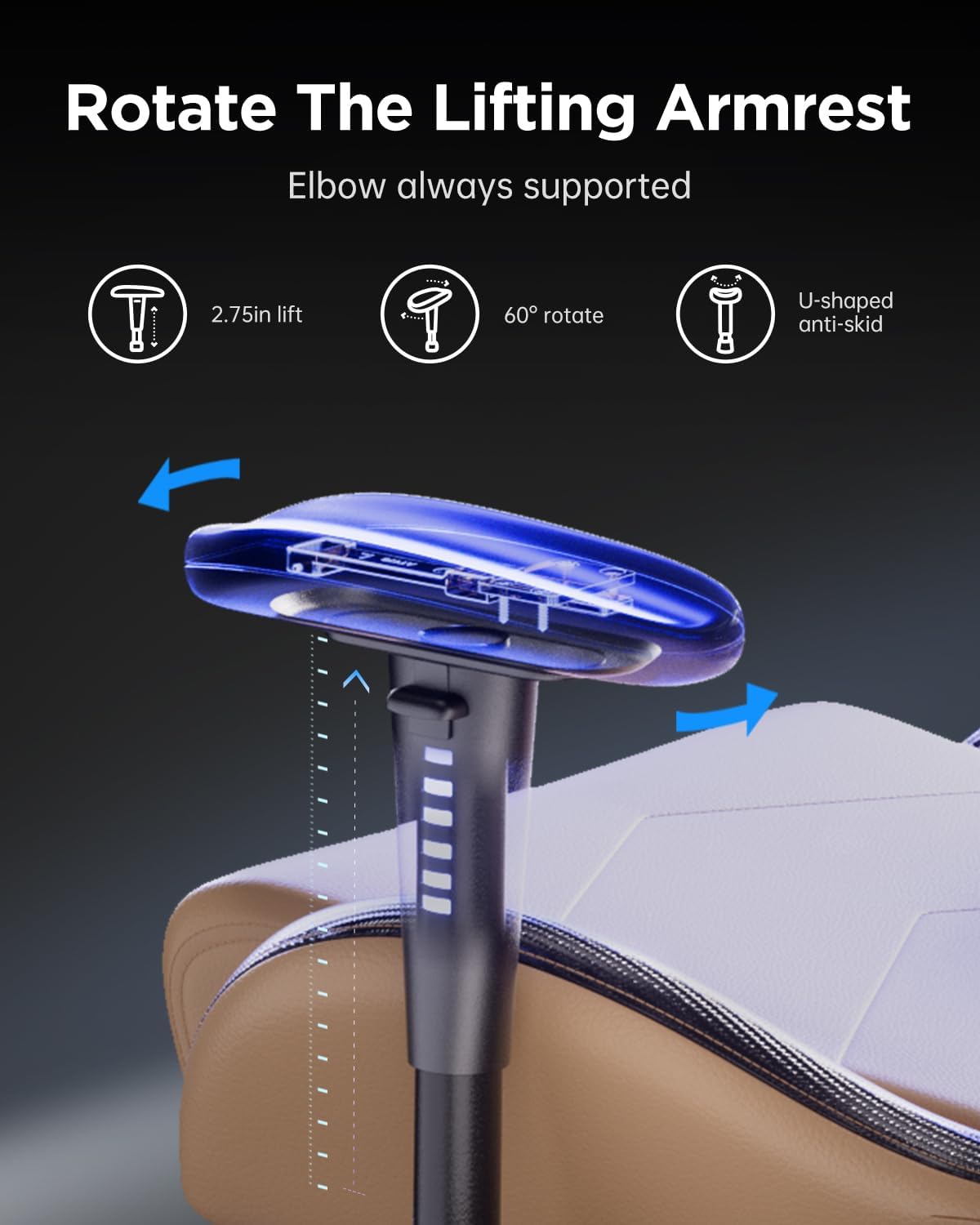 AutoFull Silla Gaming Silla Gamer Ergonómica Silla de Oficina Cuero de PU Silla de Escritorio,Altura e inclinación Ajustables,Reposacabezas y Soporte Lumbar,Reposapiés, (Gris)