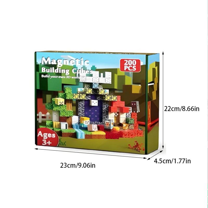 Set de 200 piezas de Bloques de Construcción Magnéticos para Niños de 3 a 8 años, Juguete Educativo STEM Montessori, Juego Sensorial y Regalo de Aprendizaje