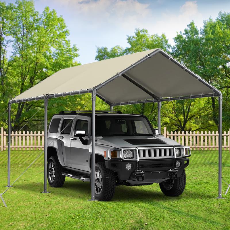 Cochera exterior de 3x6 metros (10x20 pies), carpa para coche resistente, cobertizo de almacenamiento portátil para garaje, refugio para coche, lona para coche para todas las estaciones, protección contra el viento para barcos de fiesta, resistente a alta