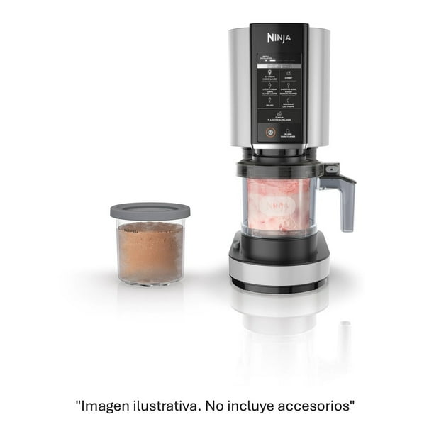 Máquina para Fabricar Helados Ninja Creami 7 Programas 2 Recipientes con Tapa Color Plata