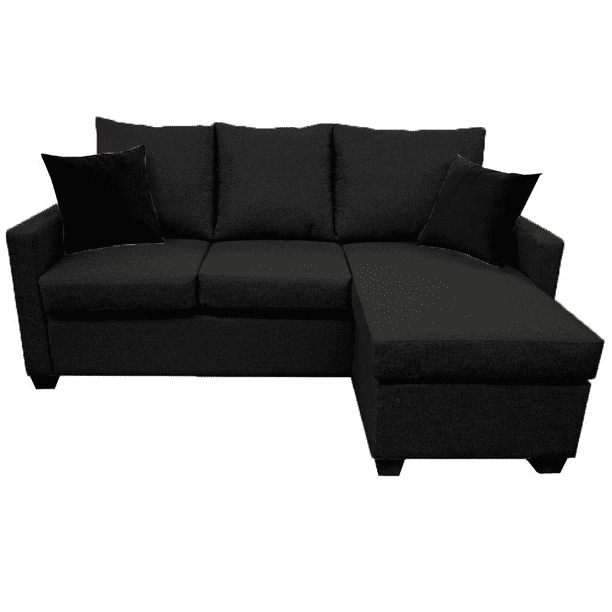 Sala Esquinera El Bazar Store Denver Negro 200x140 cm, Lado derecho e Izquierdo, Lino nacional