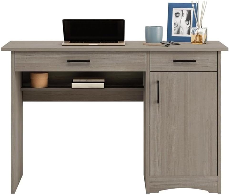 Escritorio/mesa de ordenador, con chapa de madera de paulownia.