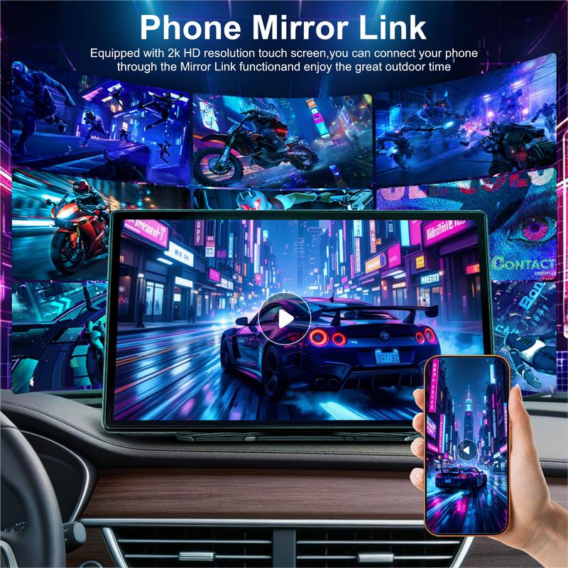 【YMQ Smart Drive】Pantalla CarPlay inalámbrica mejorada de 2026: pantalla táctil IPS de 9 pulgadas y compatible con CarPlay, Android Auto y Mirror Link (transmisión simultánea a TikTok y YouTube)/cámara de visión trasera/funcionalidad de navegación/y un as