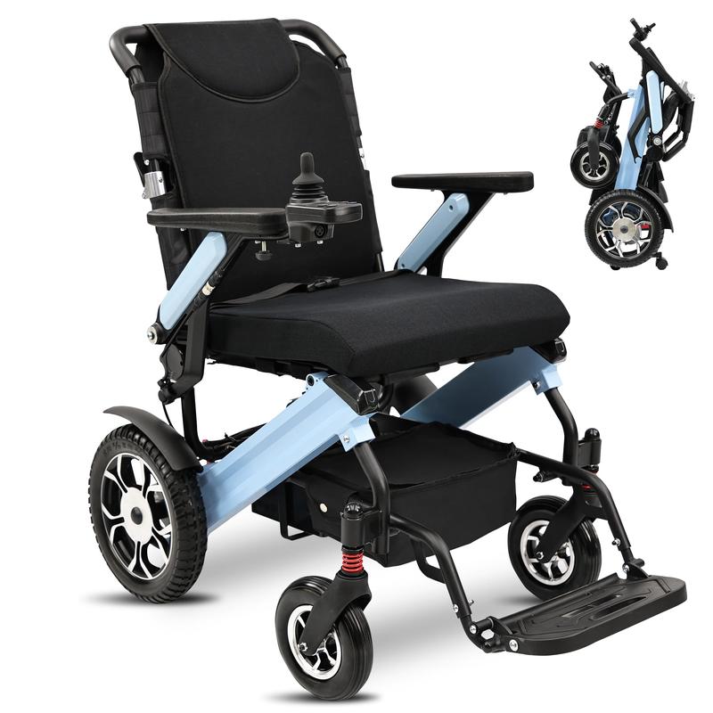 Silla de ruedas eléctrica para adultos, estructura de aluminio plegable y ligera, doble motor de 24 V, batería de litio de larga duración, capacidad de 136 kg (300 lbs).