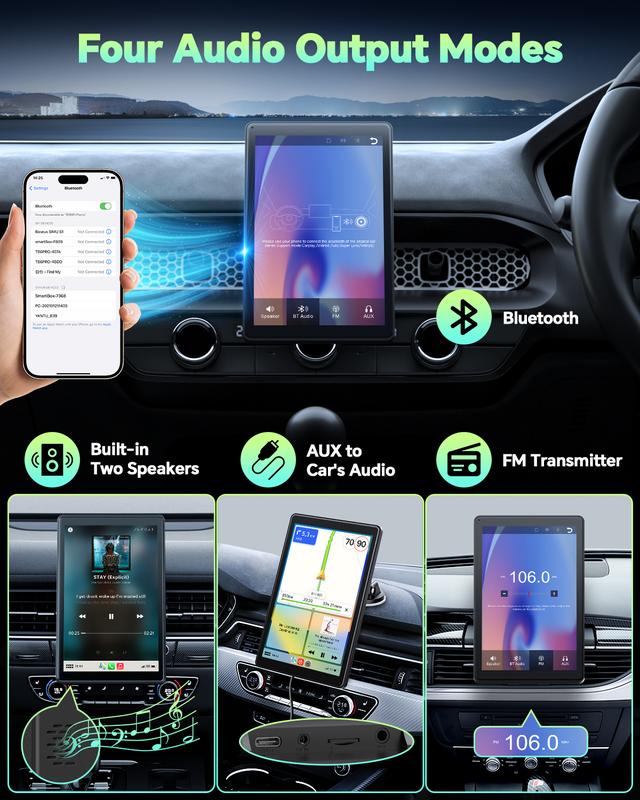 LAMTTO Pantalla CarPlay De 7 Pulgadas Para Auto | Soporte De Ventosa Y Soporte Magnético | Se Instala En Rejillas De Aire Del Vehículo Sin Bloquear La Vista Al Conducir | Modo Vertical Ideal Para Ver Cortos, Modo Horizontal Para Películas
