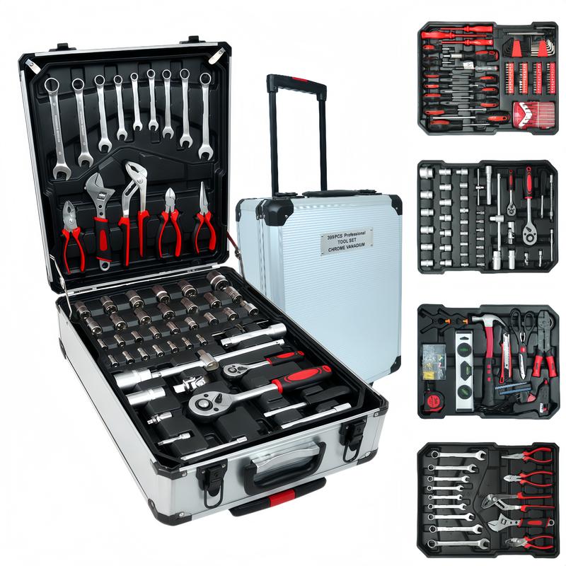 Caja de herramientas metálica de gran capacidad de 899 piezas, el kit maestro definitivo para reparaciones del hogar: caja de herramientas completa con 4 cajones, kit de herramientas generales para el hogar, simple y duradera, herramientas para reparación