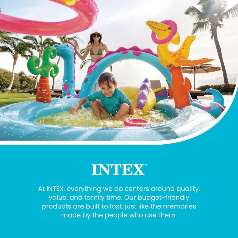 Piscina inflable infantil Intex Dinoland Play Center de 3,35 m x 2,30 m x 112 cm.