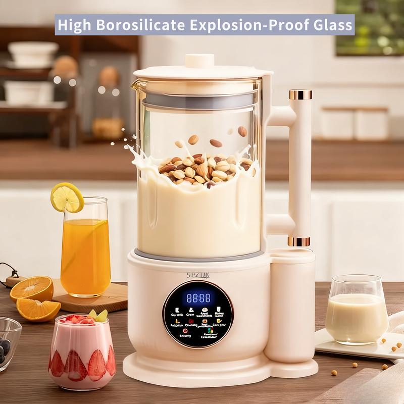 Máquina para hacer leche de frutos secos, 10 en 1, automática, para preparar leche de soja, almendras, avena, coco, etc., multifunción, temporizador de 12 horas, limpieza automática, temperatura ambiente, conservación del calor, ebullición, temperatura am