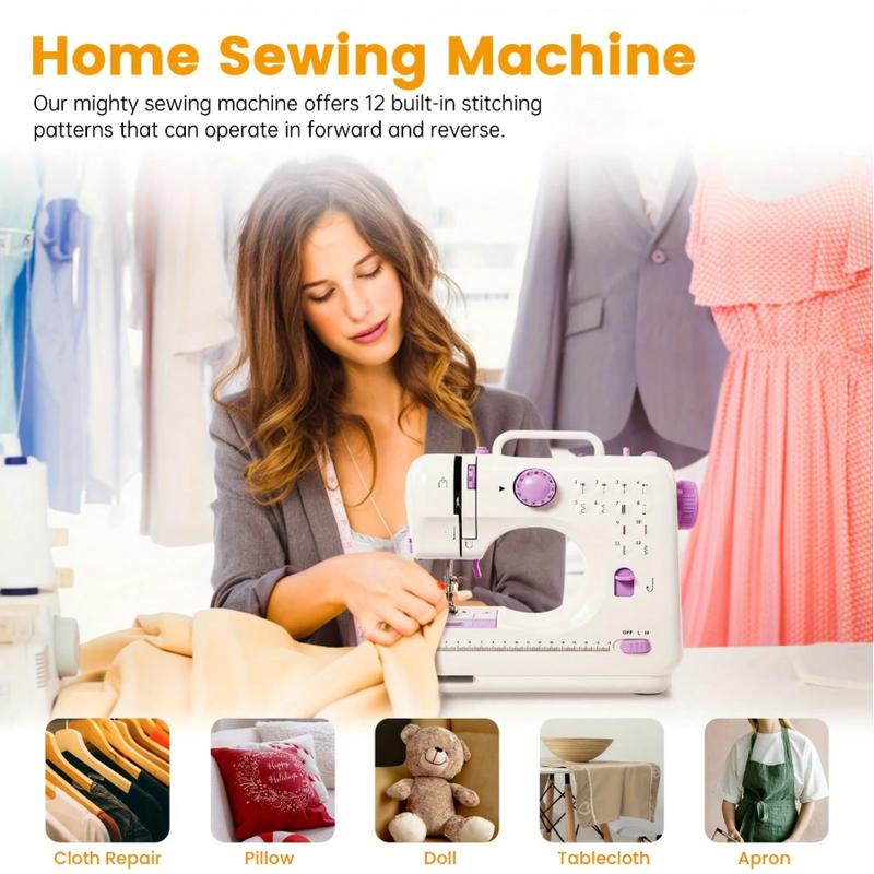 Máquina de coser doméstica portátil - Modelo automático multifuncional con pedal de 12 agujas, ideal para principiantes, herramienta de costura doméstica multifuncional, regalo perfecto para el Día de San Valentín para esposas/madres.
