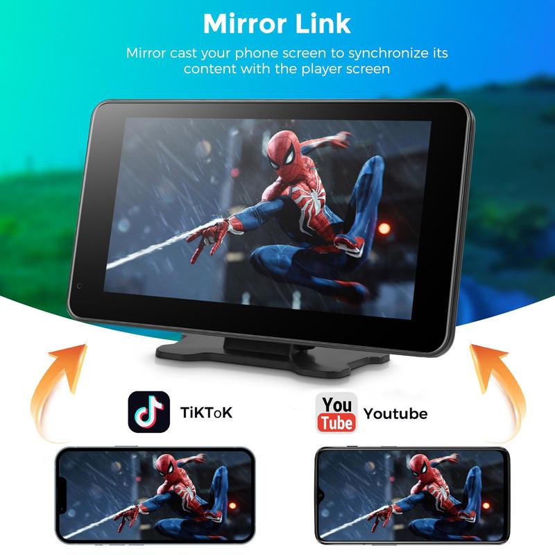 【HiEHA | Abastecerse y Regalo del Día de la Madre】2026 Portátil inalámbrico Carplay y Android Auto Pantalla táctil de 7" Bluetooth 5.2 Carplay Pantalla con Mirror Link AUX FM para todos los vehículos