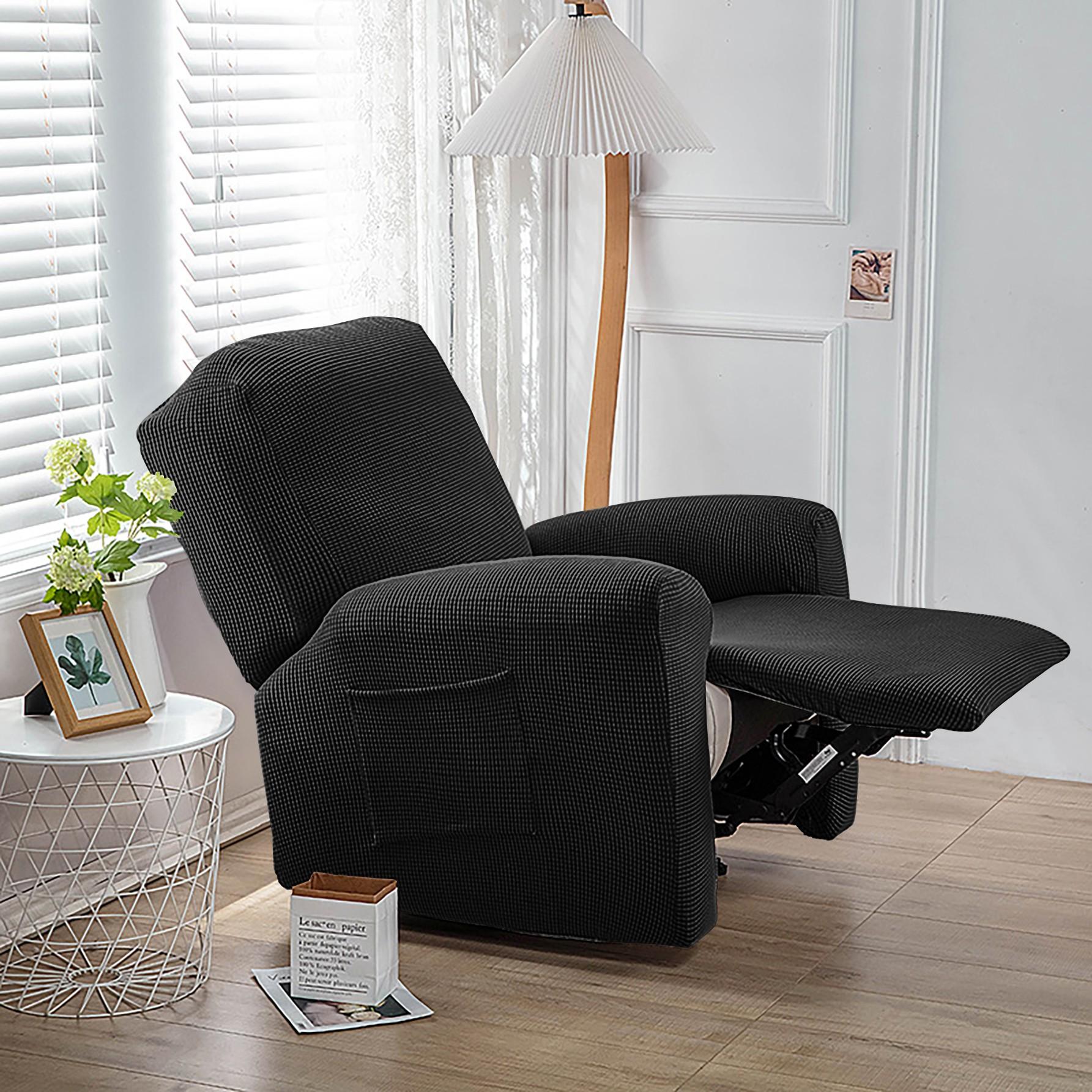 Juego de sillón reclinable elástico de polar tipo europeo, incluye respaldo y dos reposabrazos, tela duradera, fácil cuidado, ideal para hotel, restaurante y oficina