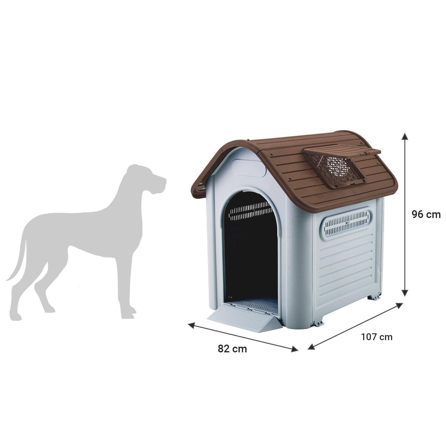 Casa XL para Perro 96x82x107 cm Café/Gris claro