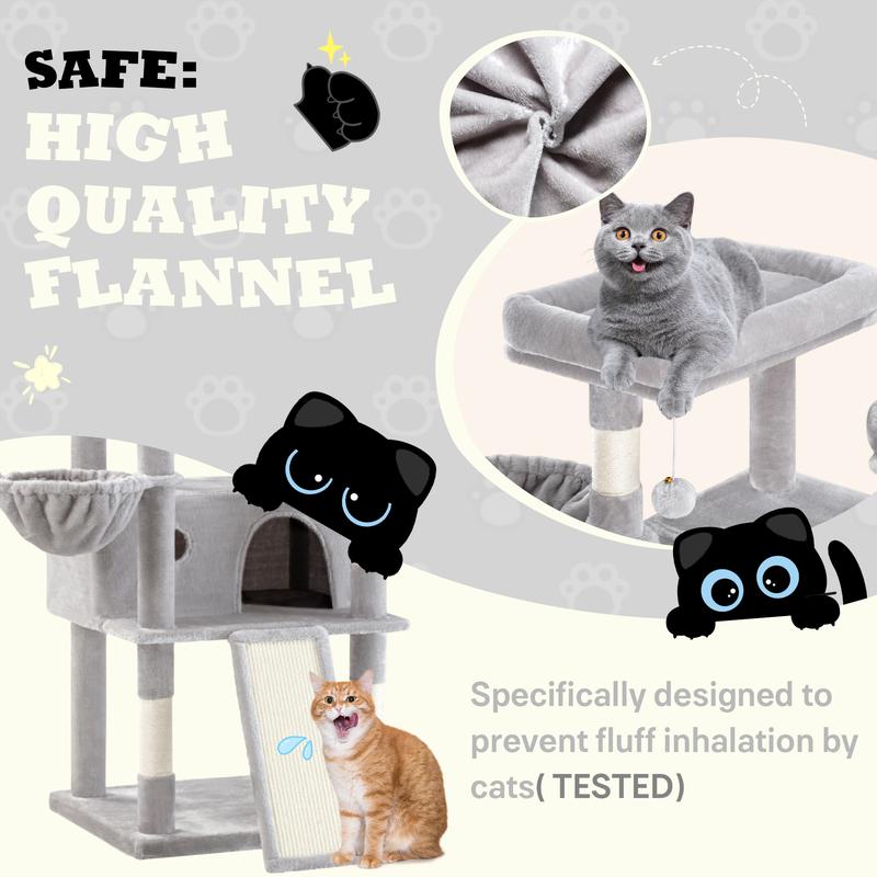 SHA CERLIN 81in/67in Multi-Level Tall Cat Tree Tower with Hammock & Sisal Scratching Posts Larger Cat Condo Furniture for Multi-Cat Play & Rest #ChristmasGifts#TikTokShopBlackFriday