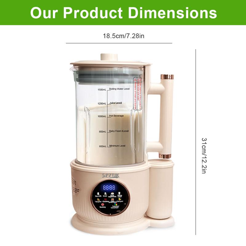 Máquina para hacer leche de frutos secos, 10 en 1, automática, para preparar leche de soja, almendras, avena, coco, etc., multifunción, temporizador de 12 horas, limpieza automática, temperatura ambiente, conservación del calor, ebullición, temperatura am