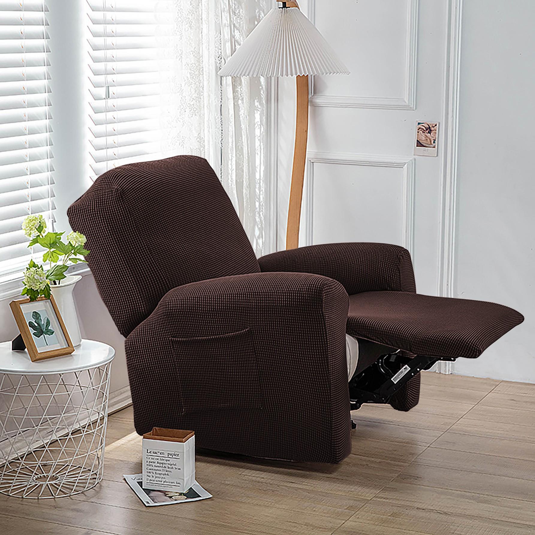 Juego de sillón reclinable elástico de polar tipo europeo, incluye respaldo y dos reposabrazos, tela duradera, fácil cuidado, ideal para hotel, restaurante y oficina