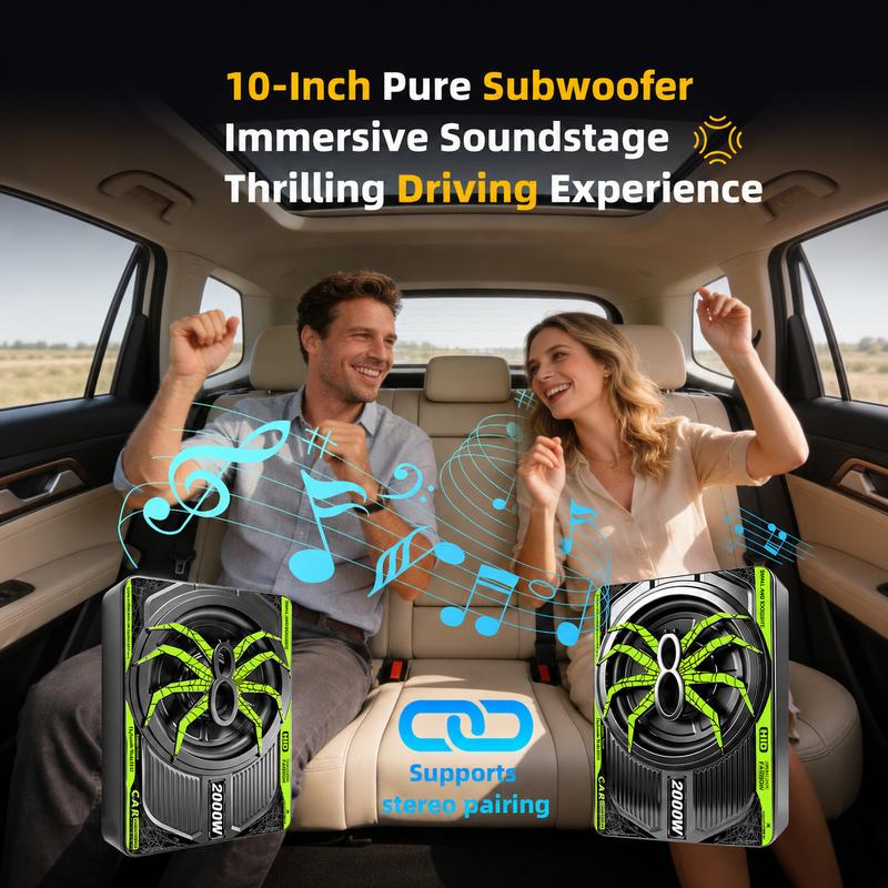 Paquete de subwoofer y amplificador para automóvil TANVSO de 2000 W y 10 pulgadas - Amplificador integrado, luz RGB, filtro de paso bajo, refuerzo de graves, ganancia, aluminio fundido - Compatible con camiones, Jeeps e instalación de audio para automóvil