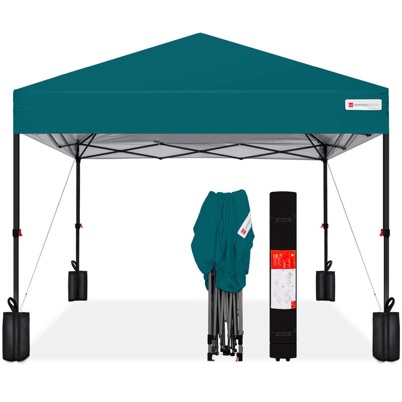 Toldo plegable de fácil montaje de 3x3 metros con instalación mediante un solo botón, estuche con ruedas y 4 bolsas de peso.