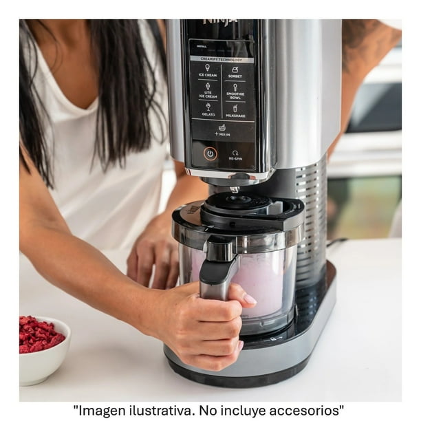Máquina para Fabricar Helados Ninja Creami 7 Programas 2 Recipientes con Tapa Color Plata