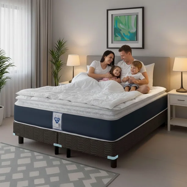 Paquete Colchon King Size + 2 Almohadas + Cubre Colchon + Sabanas Spring Air Smith