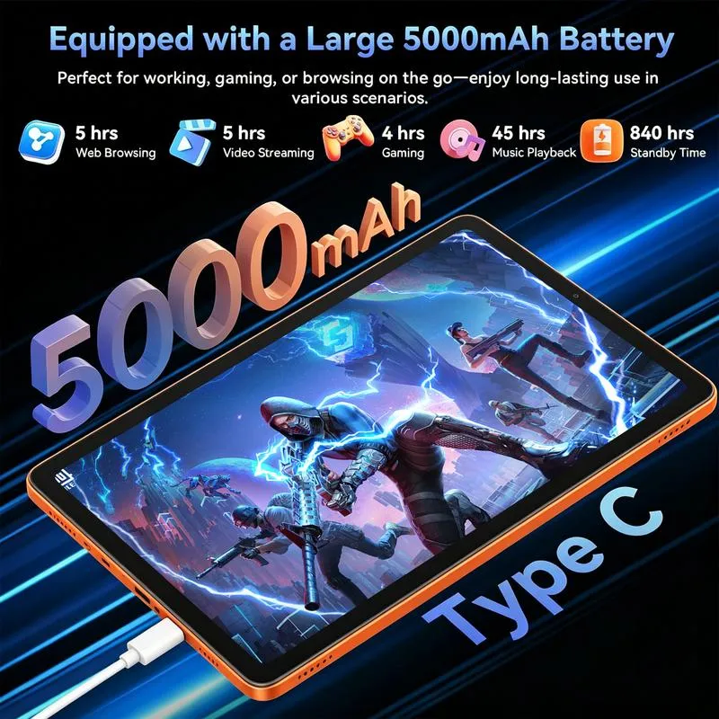Tableta Android Family de 10.1" con 256 GB de almacenamiento, paquete completo con teclado, ratón, lápiz óptico y funda para niños y uso doméstico outdoorfun