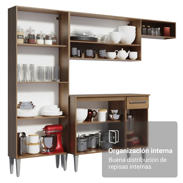 Cocina Integral Madesa Emilly Pop 229cm Marrón/Negro GREM2290027K