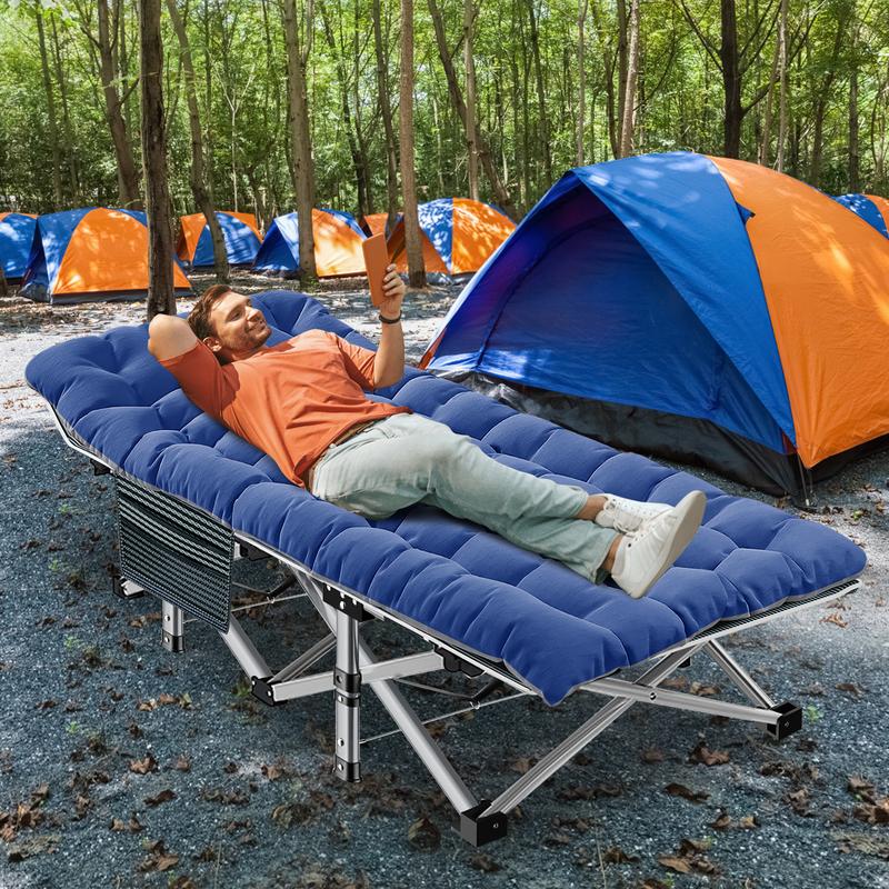 Cama plegable de camping Naudacaa con colchón de doble cara – Cama de invitados portátil y resistente para camping, viajes, uso en exteriores e interiores, soporta hasta 400 kg (880 lbs) Azul
