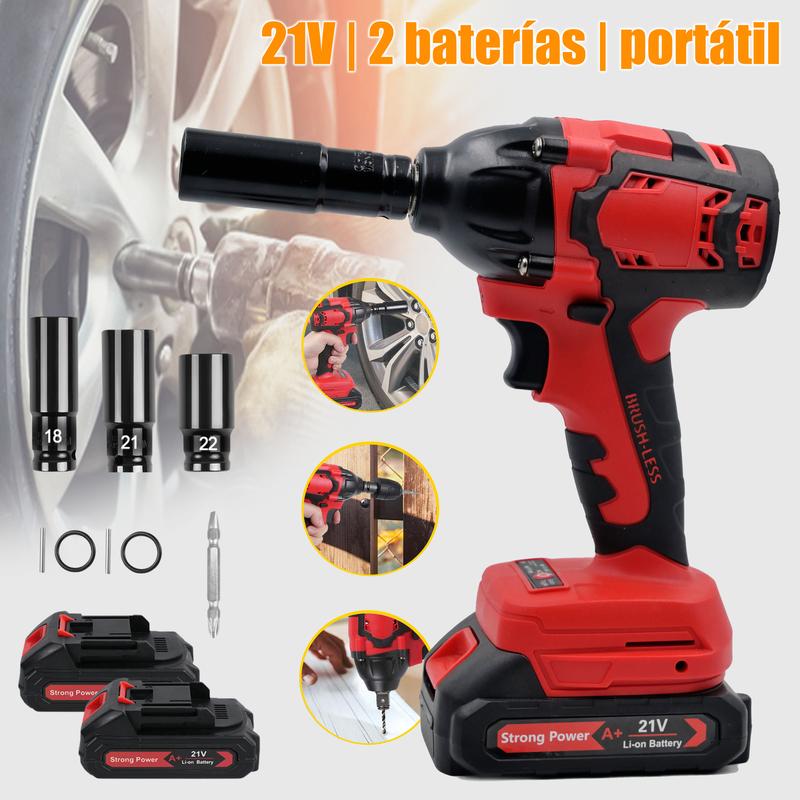 Llave de Impacto Inalámbrica Eléctrica – Alto Torque para Birlos, Tuercas y Tornillos  Ideal para Uso Automotriz y Doméstico
