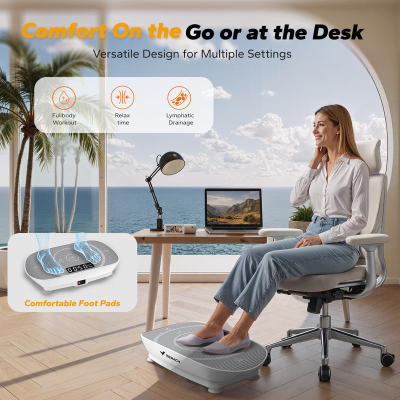 Máquina de ejercicios con plataforma vibratoria Merach Slim, equipo de entrenamiento de cuerpo completo para mujeres, plataforma vibratoria para drenaje linfático, plataforma de fitness vibratoria para gimnasio en casa,
