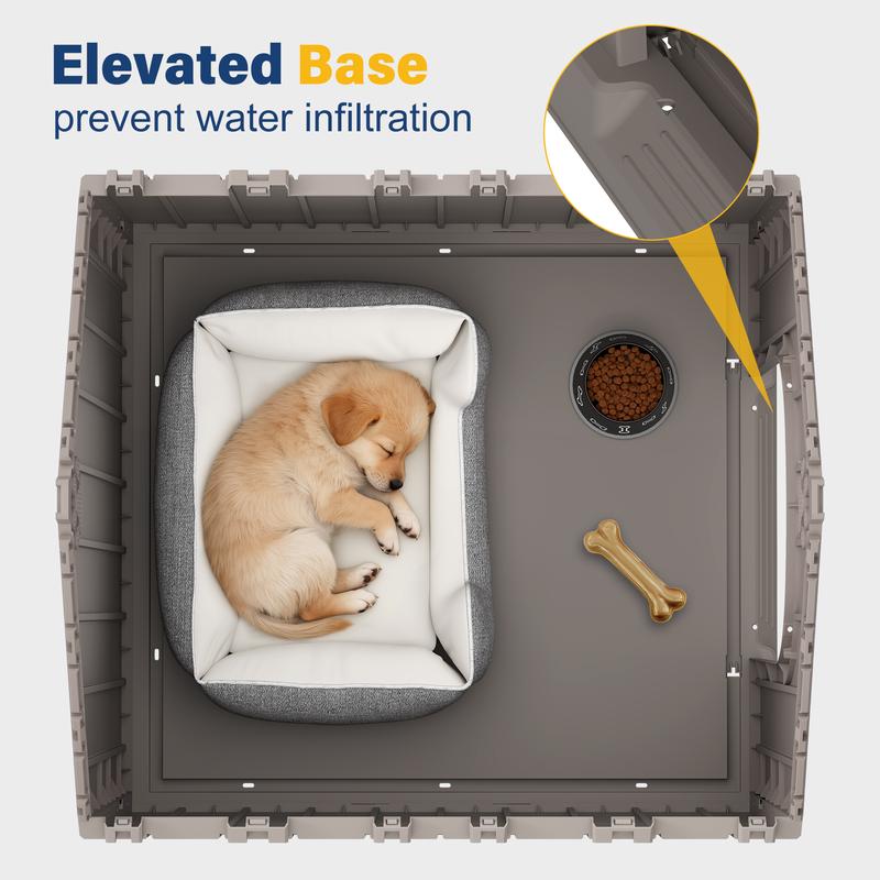 Caseta de plástico resistente e impermeable para perros/ovejas, apta para ovejas pequeñas y grandes, refugio para mascotas de interior y exterior con techo ventilado y suelo elevado, fácil de montar.
