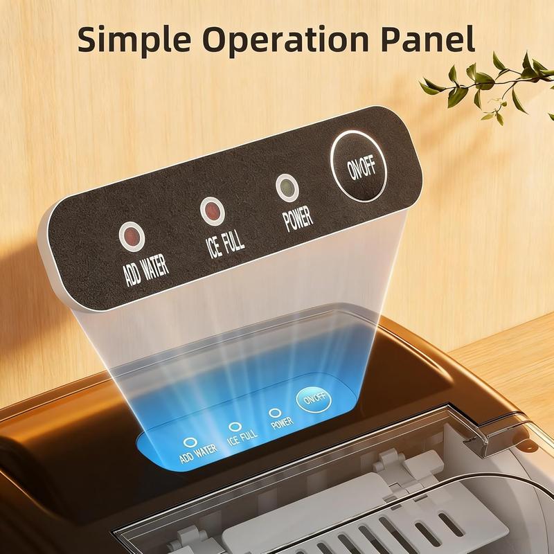 Máquina de hielo portátil de sobremesa XBeauty con autolimpieza, capacidad de 12 kg (26.5 lbs), 24 horas de funcionamiento, 8 cubitos en 6 minutos, cesta para hielo, pala. Ideal para el hogar, la cocina, el bar y para acampar.