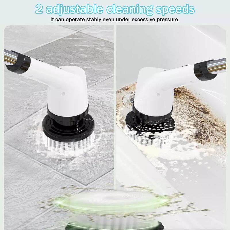 Electrico Limpieza Cepillos,Cepillo para Baño Inalámbrico,con Mango de Extensión Ajustable y 9 Cabezales de Cepillo, para Piso,Pared,Tina, Fregadero, Ventana