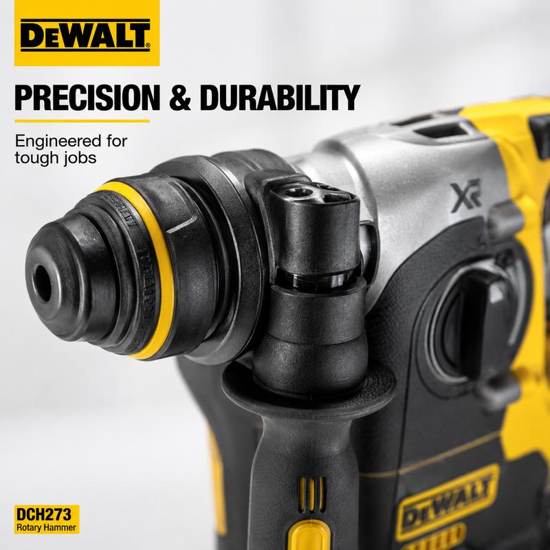 Taladro percutor inalámbrico recargable sin escobillas DEWALT DCH273 de 20 V, diámetro máximo de perforación de 26 mm, velocidad sin carga de 0-950 RPM, frecuencia de impacto de 0-3600 IPM, batería de litio de 6.0 Ah y cargador para construcción, perforac