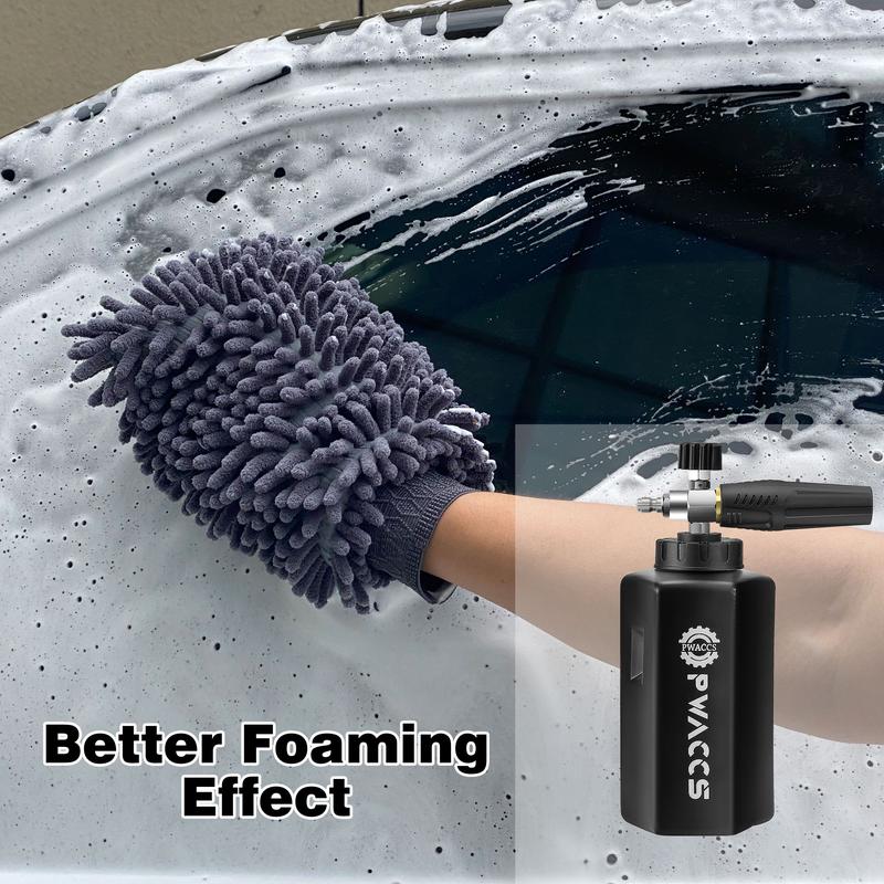 Lanza de espuma para lavado de autos PWACCS Ultimate con conector rápido de 1/4", mango de lavado a presión de 4000 PSI y filtro de acero inoxidable de 1.5 litros.