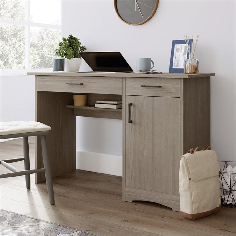 Escritorio/mesa de ordenador, con chapa de madera de paulownia.